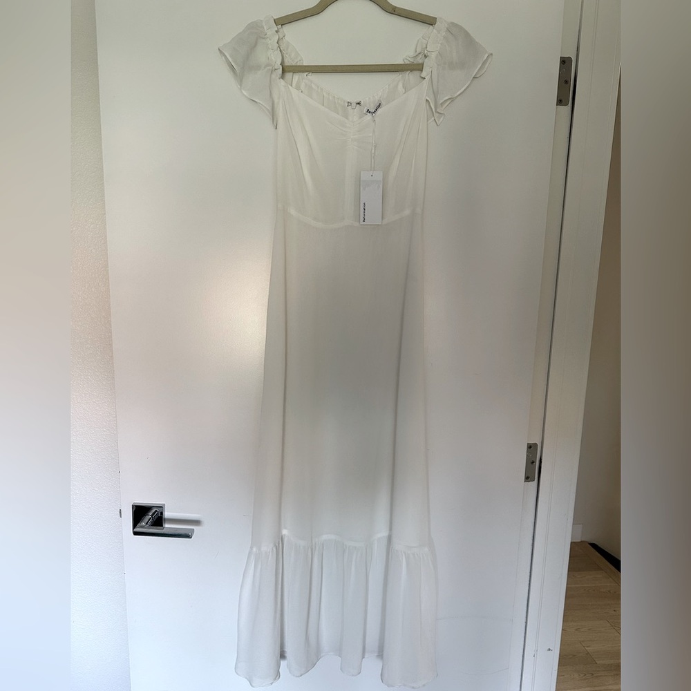 Reformation White Off-Shoulder Midi Dress - Picture 3 of 4